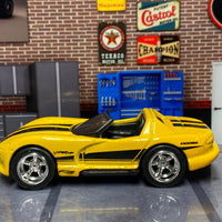 Custom Hot Wheels - Dodge Viper Rt/10 - Yellow and Black - Chrome AMR Wheels - Rubber Tires