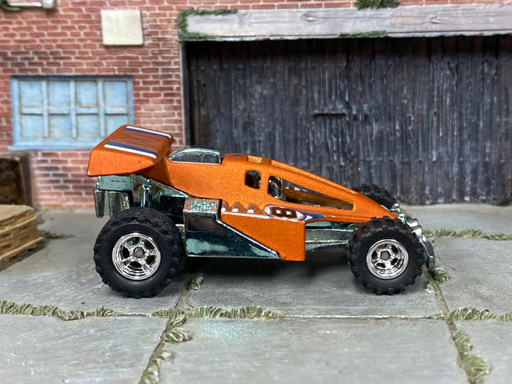 Custom Hot Wheels Dune It Up – Orange/Chrome – Chrome Off-Road Wheels – Rubber Tires – side view