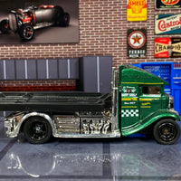 Custom Hot Wheels - Fast Bed Hauler - Green and Black - Black 5 Spoke Wheels - Rubber Tires
