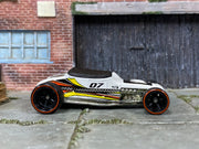 Custom Hot Wheels - Ford Track T T-Bucket - White and Black - Black Mag Wheels - Redline Rubber Tires