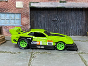 Custom Hot Wheels GT-Scorcher – Lime #5 – Printed Goodyear Rubber Tires – side view