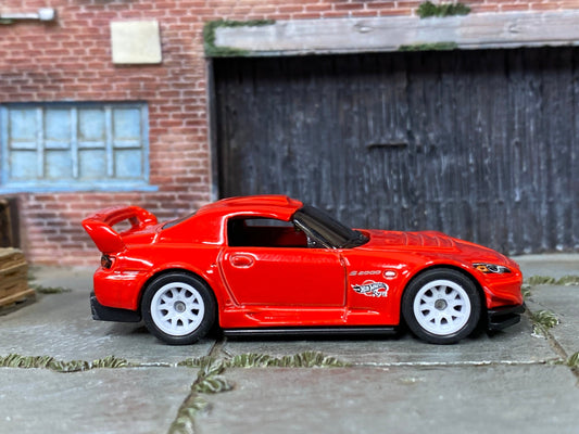 Custom Hot Wheels - Honda S2000 - Red - White 12 Spoke Thunder Wheels - Rubber Tires