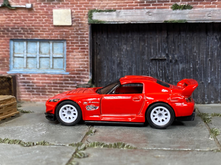 Custom Hot Wheels - Honda S2000 - Red - White 12 Spoke Thunder Wheels - Rubber Tires