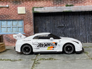 Custom Hot Wheels - LB Silhouette Works GT Nissan 35GT-RR - White Hot Wheels - Black and Chrome 6 Spoke Wheels - Rubber Tires