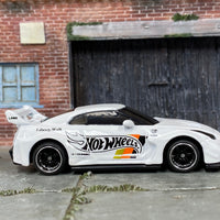 Custom Hot Wheels - LB Silhouette Works GT Nissan 35GT-RR - White Hot Wheels - Black and Chrome 6 Spoke Wheels - Rubber Tires