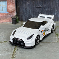 Custom Hot Wheels - LB Silhouette Works GT Nissan 35GT-RR - White Hot Wheels - Black and Chrome 6 Spoke Wheels - Rubber Tires