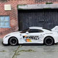 Custom Hot Wheels - LB Silhouette Works GT Nissan 35GT-RR - White Hot Wheels - Black and Chrome 6 Spoke Wheels - Rubber Tires