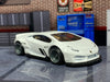 Custom Hot Wheels - LB WORKS Lamborghini Huracan Coupe - White and Black - Gray and Chrome 4 Spoke Wheels - Rubber Tires