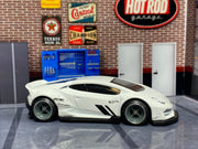 Custom Hot Wheels - LB WORKS Lamborghini Huracan Coupe - White and Black - Gray and Chrome 4 Spoke Wheels - Rubber Tires