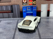 Custom Hot Wheels - LB WORKS Lamborghini Huracan Coupe - White and Black - Gray and Chrome 4 Spoke Wheels - Rubber Tires