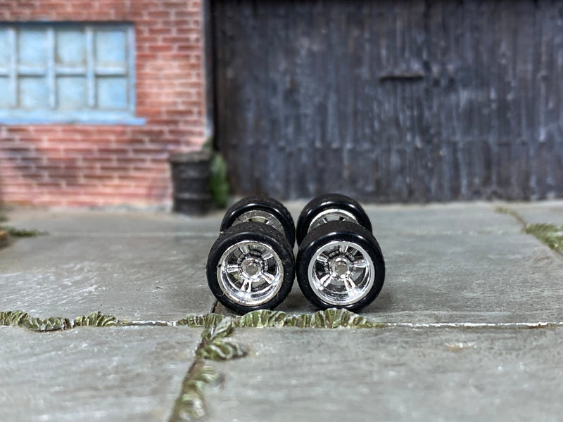 Replacement Wheels and Rubber Tires: Hot Wheels Matchbox Rubber Tires and Wheels Chrome and Satin Cragar Style 12mm 12mm Wheels