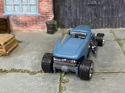 Custom Hot Wheels - Max Steel - Blue Gray - Chrome American Racing Wheels - Rubber Tires