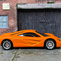 Custom Hot Wheels - McLaren F1 - Custom Satin Clearcoat Over Orange - Chrome BBS Wheels - Rubber Tires