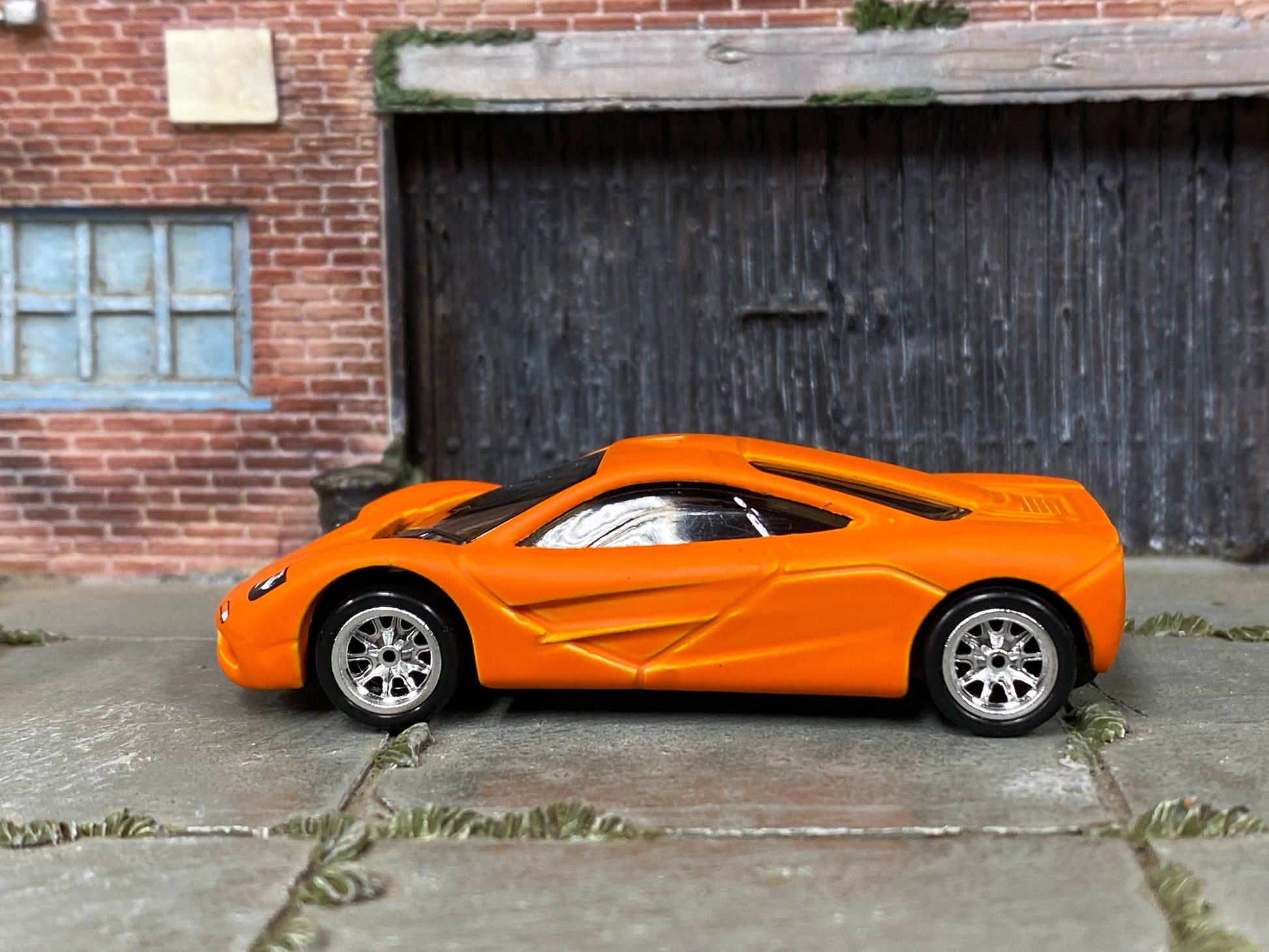 Custom Hot Wheels - McLaren F1 - Custom Satin Clearcoat Over Orange - Chrome BBS Wheels - Rubber Tires