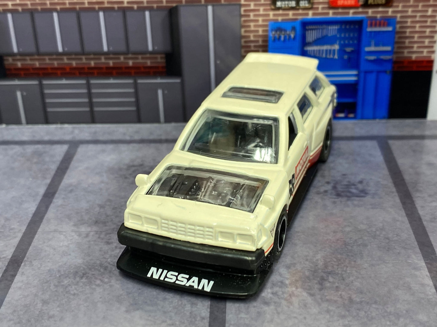 Custom Hot Wheels - Nissan Maxima Drift Car - White, Red and Black - Black and Chrome Track Wheels - Rubber Tires