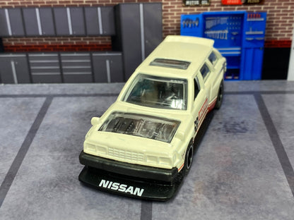 Custom Hot Wheels - Nissan Maxima Drift Car - White, Red and Black - Black and Chrome Track Wheels - Rubber Tires