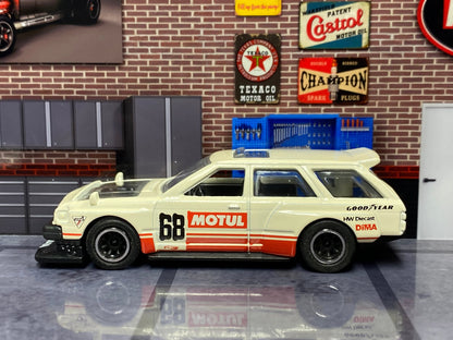 Custom Hot Wheels - Nissan Maxima Drift Car - White, Red and Black - Black and Chrome Track Wheels - Rubber Tires