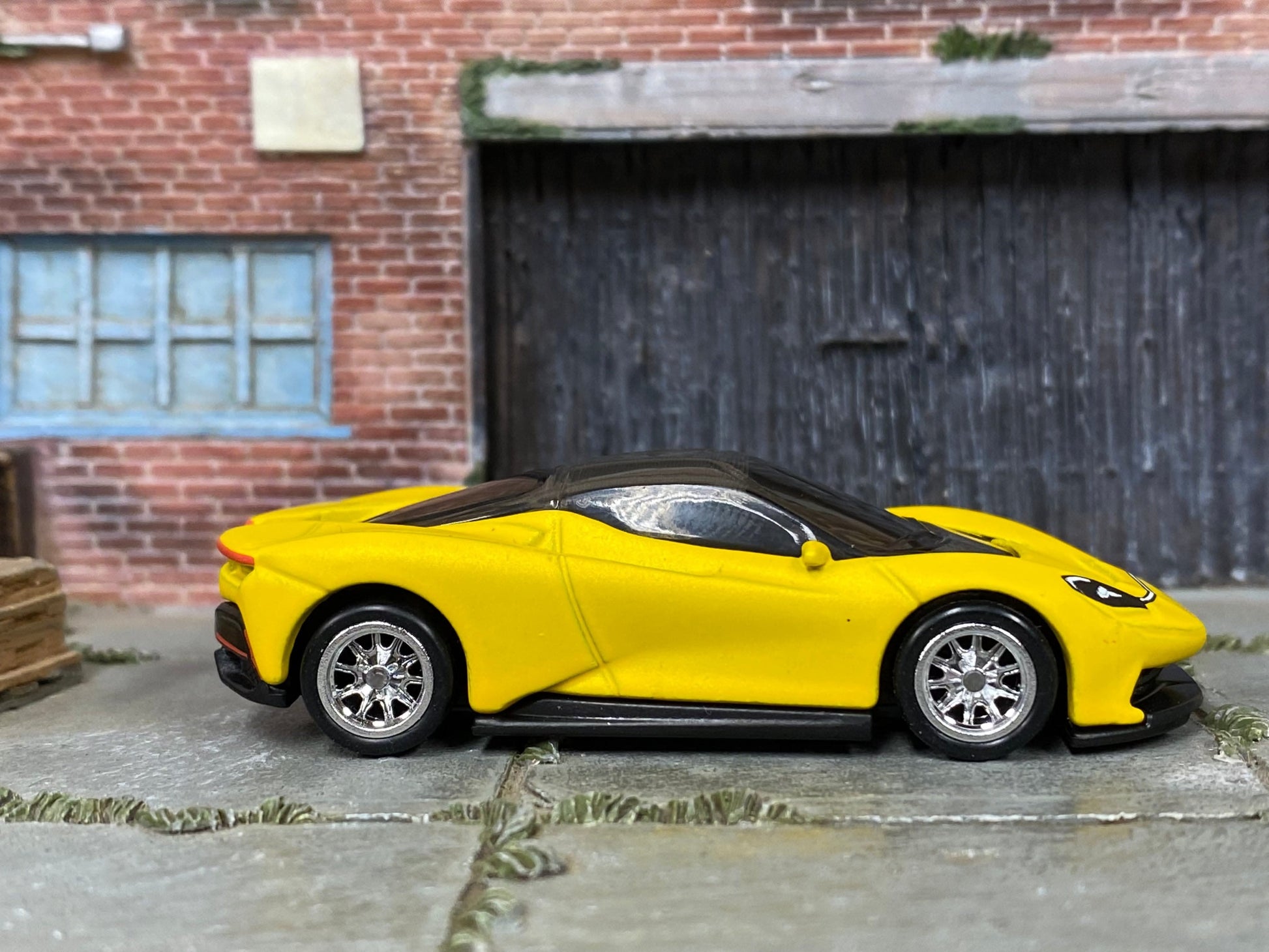 Custom Hot Wheels - PININFARINA BATTISTA - Custom Satin Clearcoat Over Yellow - Chrome BBS Wheels - Rubber Tires