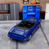 Custom Hot Wheels - Plymouth Barracuda - Blue - Chrome AMR Wheels - Rubber Tires