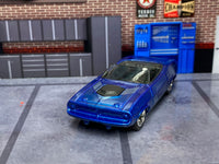 Plymouth Barracuda custom Hot Wheels, front three-quarter view with black hood detail