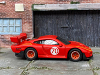 Satin-red Porsche 935 custom Hot Wheels number 70, side view