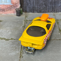 Custom Hot Wheels - Pro Stock Pontiac Firebird - Yellow KABOOM - White Mag Wheels - Hoosier Drag Slicks