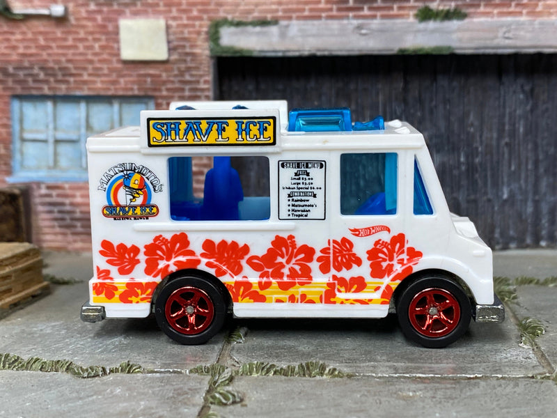 Custom Hot Wheels Quick Bite Food Truck White Shaved Ice Red