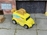 Custom Hot Wheels Roller Toaster – Yellow – Chrome Wheels – Rubber Tires – three-quarter view