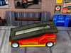 Custom Hot Wheels - The Embosser Ramp Truck Hauler - Red, Yellow and Black - White 5 Spoke Wheels - Rubber Tires