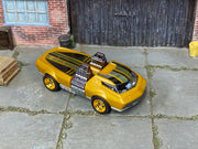 Custom Hot Wheels Twin Mill – Gold/Black – Gold Wheels – Rubber Tires – three-quarter view
