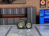 Custom Hot Wheels Wheels and Matchbox Rubber Tires - Chrome 5 Spoke Race Wheels With Hoosier Rubber Tire Cheater Drag Slicks 13mm