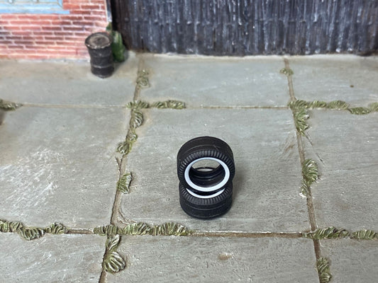 Custom Hot Wheels Wheels and Matchbox Rubber Tires - WHITEWALL Rubber Tire Cheater Drag Slicks 13mm