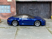 Custom Matchbox Porsche 911 Targa 4, Metallic blue with silver wheels, side view