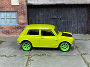 Custom Matchbox 1964 Austin Mini Cooper S, Lime green with green wheels, side view