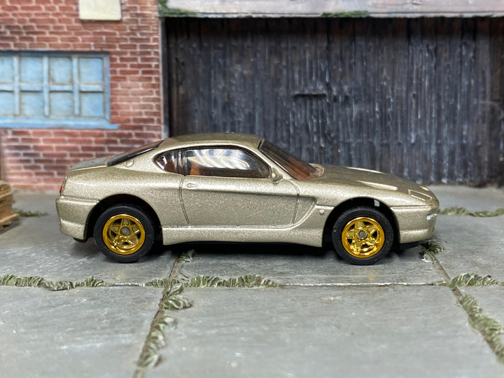 Custom Matchbox Ferrari 550 Maranello, Champagne with gold wheels, side view