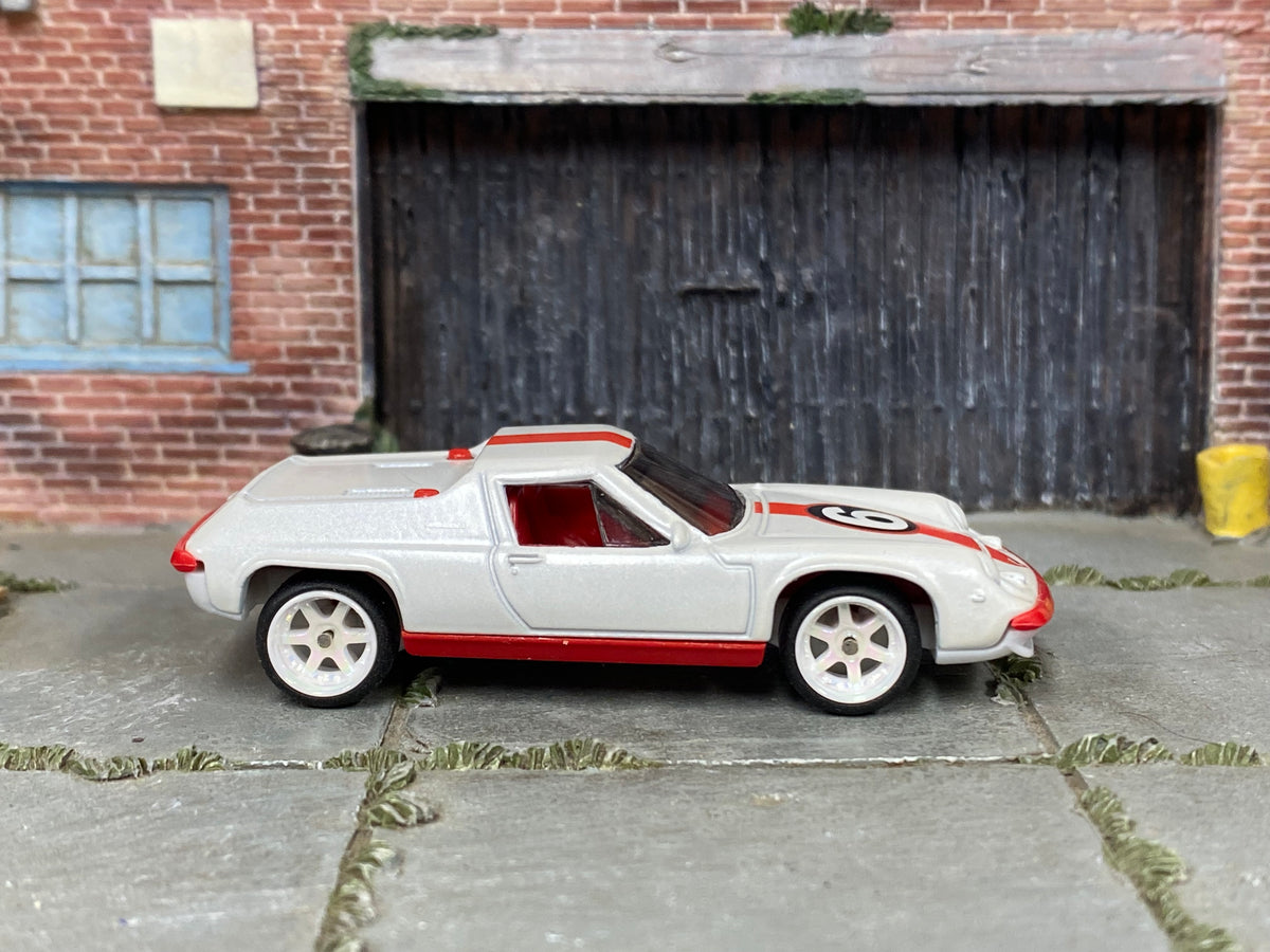 Custom Matchbox 1972 Lotus Europa, White #6 with white wheels, side view