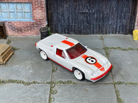 1972 Lotus Europa white number 6 custom Matchbox with white wheels and rubber tires, view 2