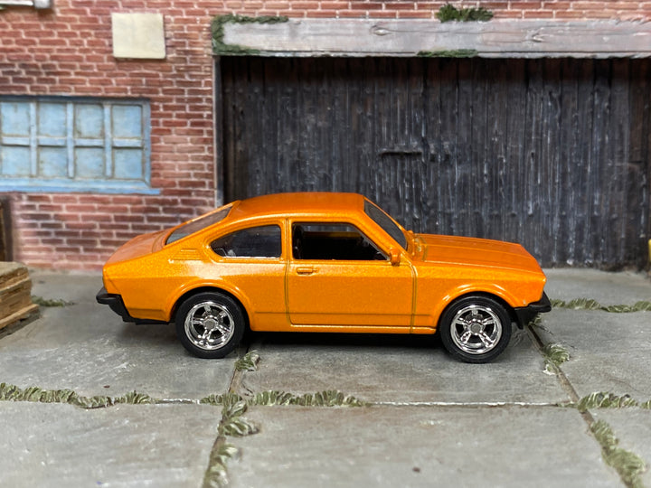 Custom Matchbox Volkswagen Golf GTI Mk1, Metallic orange with chrome wheels, side view