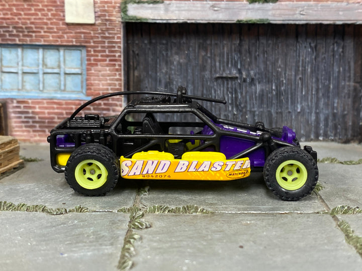 Custom Matchbox Dune Buggy, Sand Blaster with lime green off-road wheels, side view