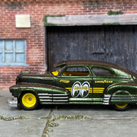Custom Painted Hot Wheels - 1947 Chevy Fleetline - Custom Green to Copper Chameleon Mooneyes - Yellow Steel Wheels - Rubber Tires