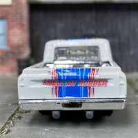 Custom Painted Hot Wheels - 1967 Chevy C-10 Pick Up Truck - Custom Ole' Glory White, Red and Blue - Chrome Mag Wheels - Redline Rubber Tires