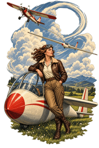 Vintage Aviation Pin-Up T-Shirt – Edition 36 artwork close-up