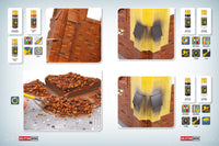 How to Paint Brick Buildings sample pages 24 and 25 showing varied brick colors and masking