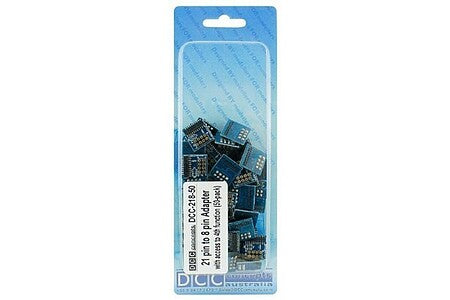 DCCconcepts DCC218650 21-Pin to 8-Pin 6-Function Adapter – 50-Pack product image