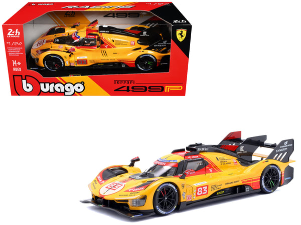 Ferrari 499P #83 Robert Kubica - Robert Shwartzman - Yifei Ye "24 Hours of Le Mans" (2024) "Racing" Series 1/24 Diecast Model Car by Bburago