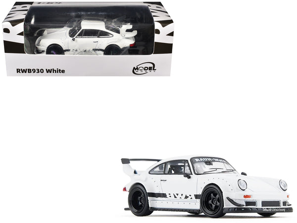 RWB 930 Matt White with Black Stripes 1/64 Diecast Model Car by Model Model