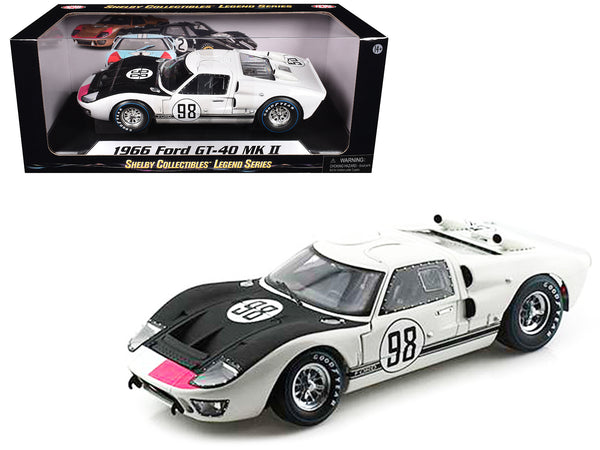 1966 Ford GT-40 MK 2 #98 White 1/18 Diecast Car Model by Shelby Collectibles