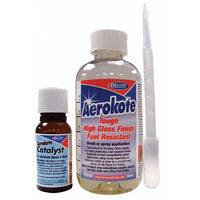 Deluxe Materials BD45 Aerokote Gloss 150 ml bottle with included BD47 catalyst and pipette.