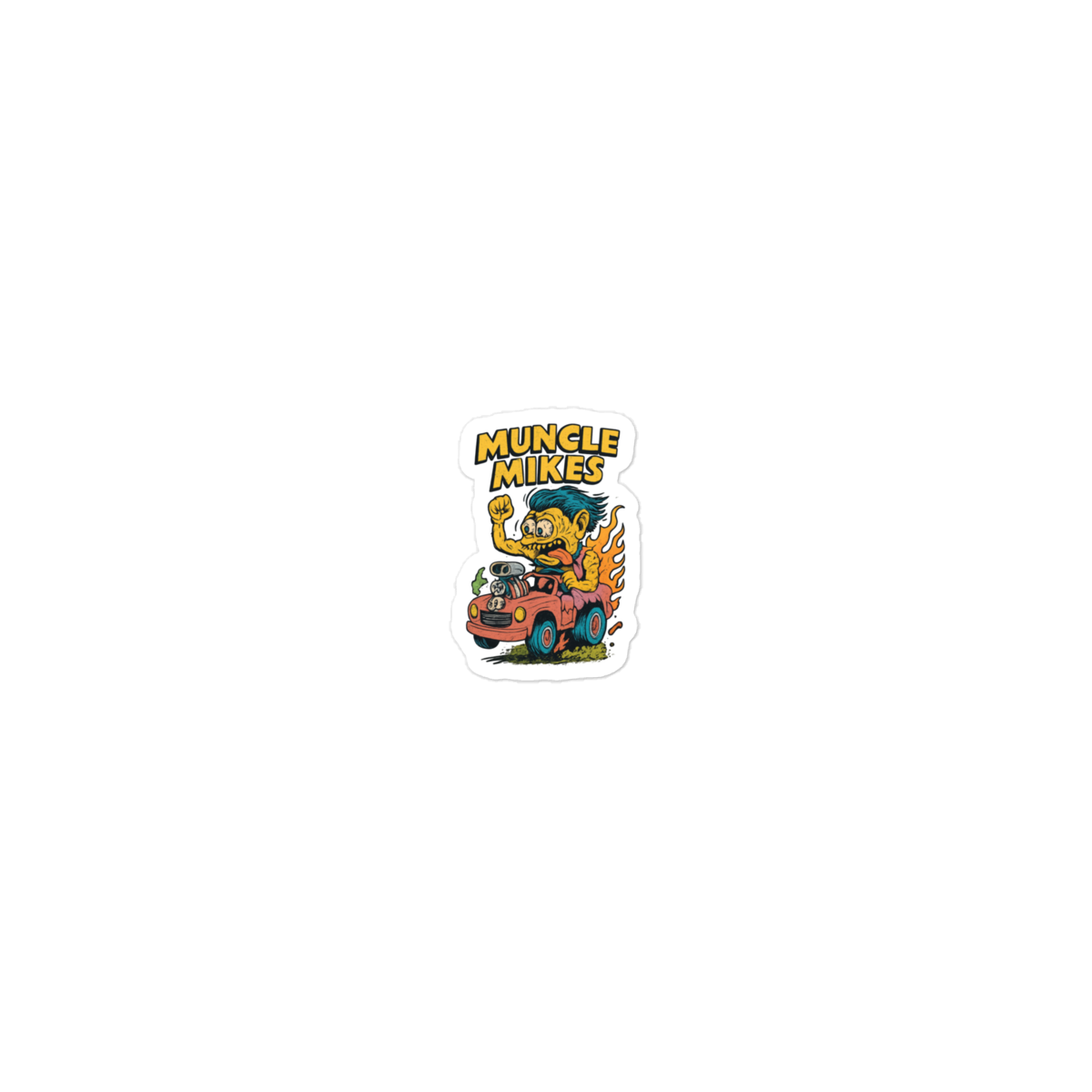 Muncle Mikes Hot Rod and Rat Rod Shirt Mayhem! Monster Rods! (015) Die-Cut Sticker product mockup