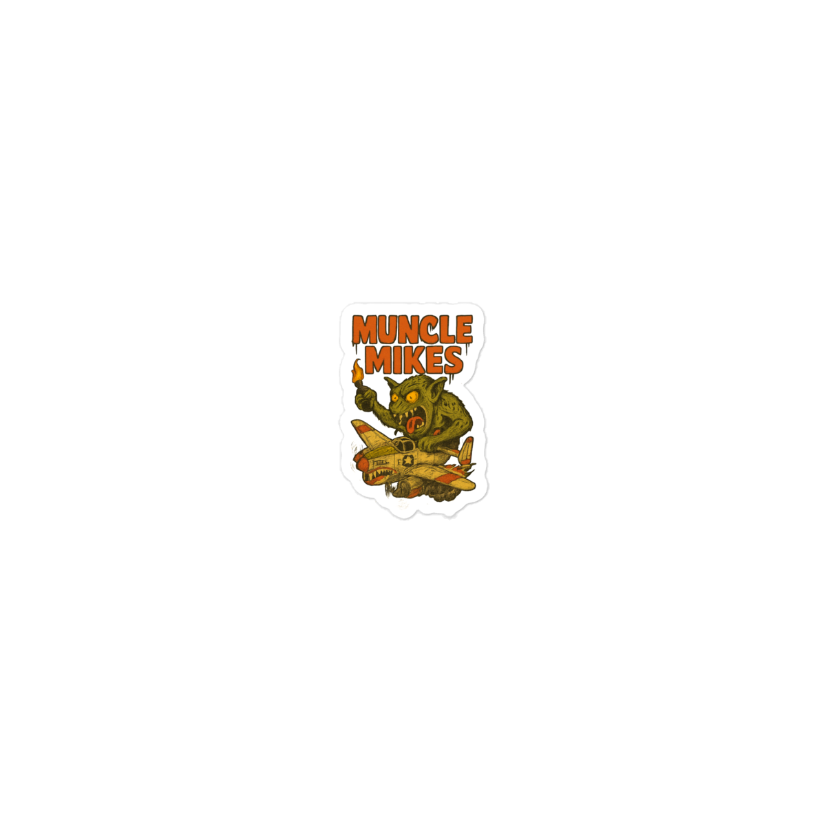 Monster Mugs 012 Hot Rod Coffee Mug — Muncle Mikes Die-Cut Sticker product mockup